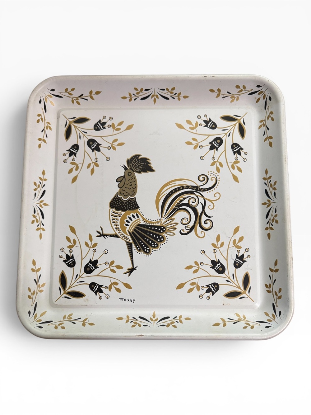 Vintage Mid-Century Modern (MCM) "Maxey" Rooster Metal Serving Tray